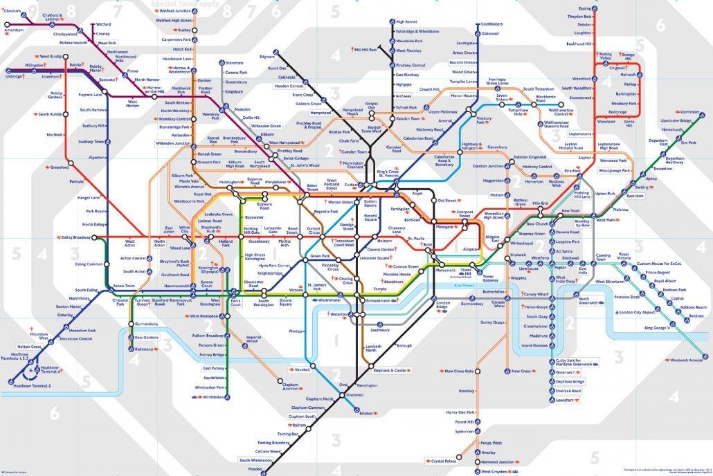 London Tube Map Zones 2015