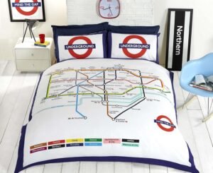 London Underground Tube Train Map Stations Double Duvet Cover Quilt Set Hallways