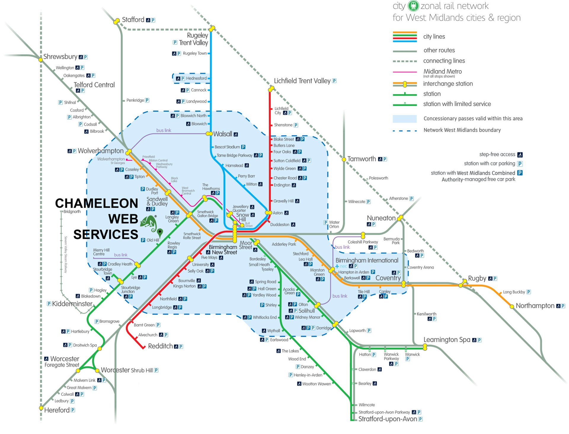 West midlands Rail Zones transport map birmingham 2024