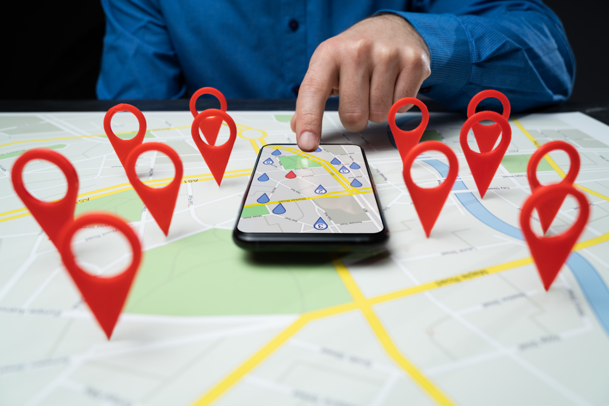 A mobile phone displaying Google Map results symbolising the importance of local SEO in 2025