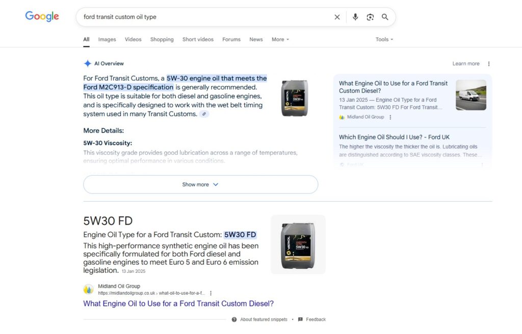 A screenshot of an AI overview which Chameleon Web Services helped a client rank for using SEO strategies