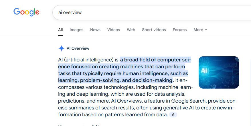 An example of an AI overview on Google: 7 SEO tips for how to optimise for AI overviews