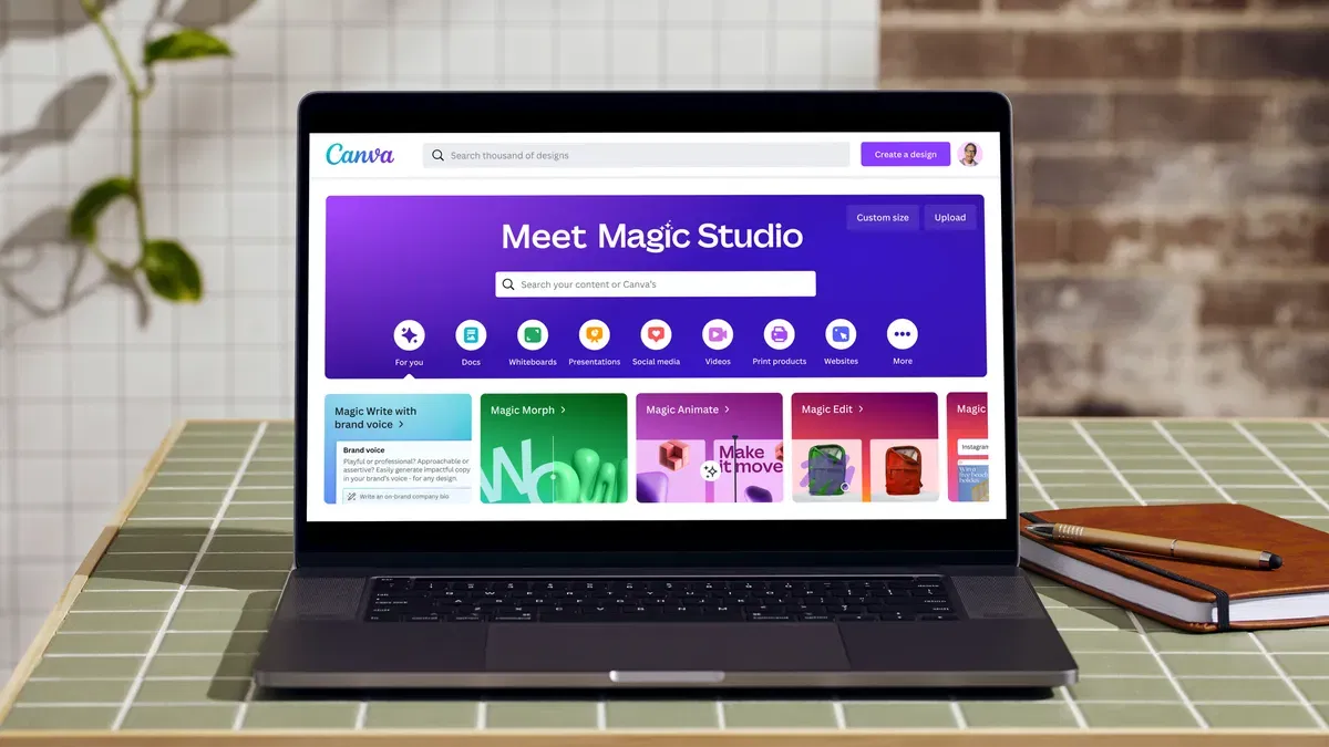Canva-Homescreen-On-Laptop-Editing A laptop with Canva loaded: top 10 Canva tips for creators from Chameleon Web Services